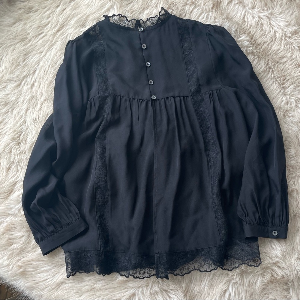Madewell Lace-Inset Top in Silk - Picture 7 of 8